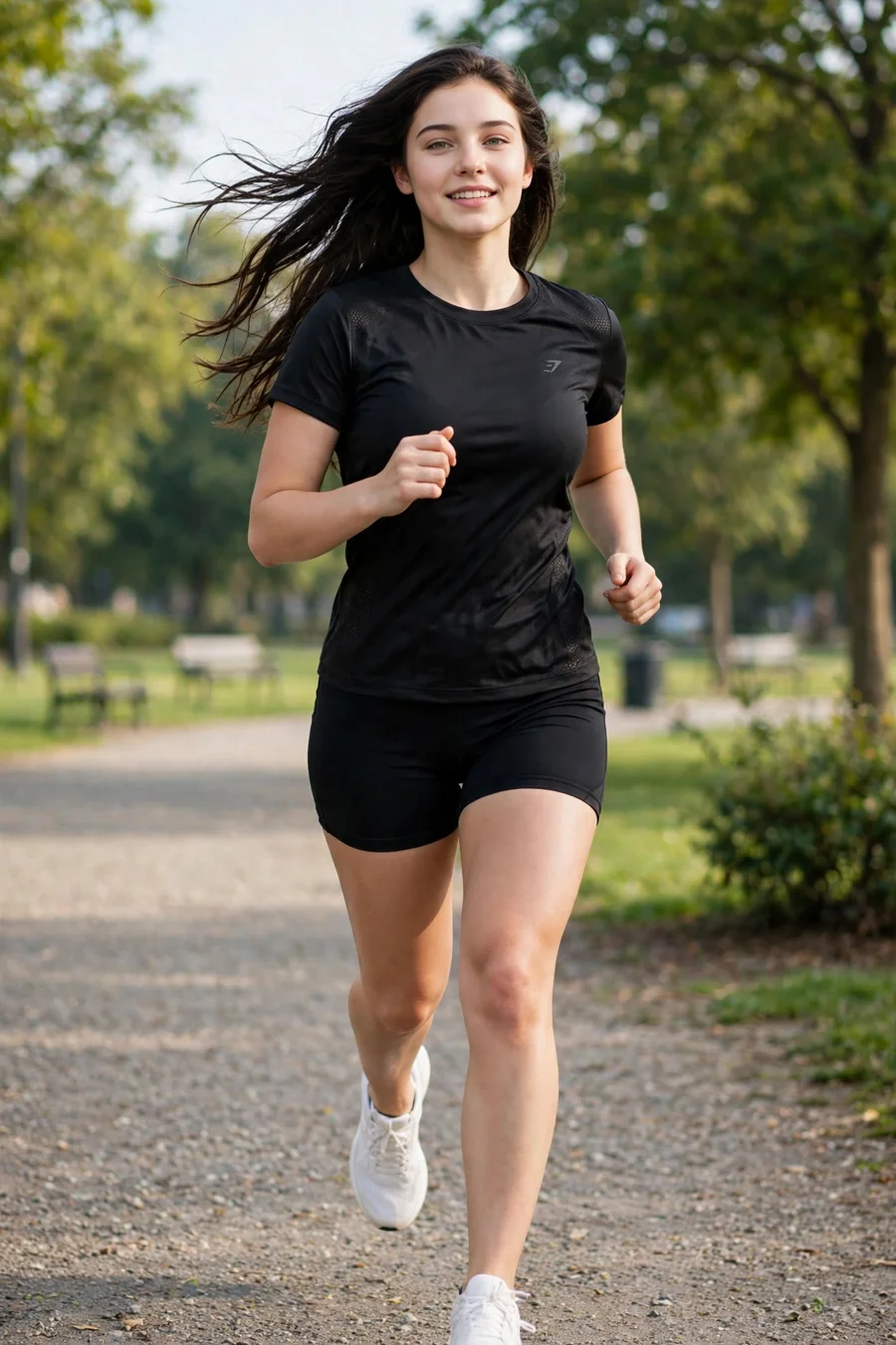 Vera corriendo en el parque
